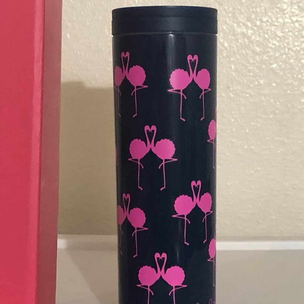 Lilly Pulitzer Travel Mug, Flamingo  18 ounces  (2.75" diameter, 8.5" high ) NEW